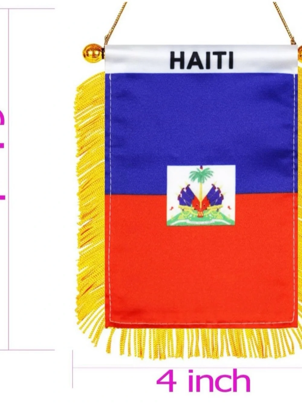 Haiti MINI BANNER FLAG CAR & HOME WINDOW MIRROR HANGING 2 SIDED